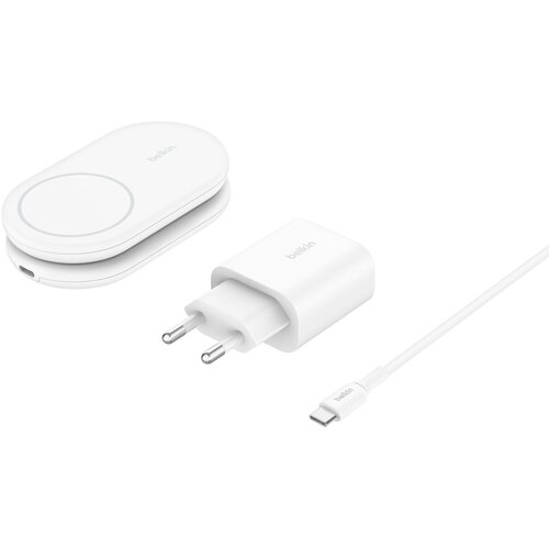 Belkin Zložljiva 2-v-1 Qi2 MagSafe polnilna postaja 15W, Bela, (5000275937) Cene