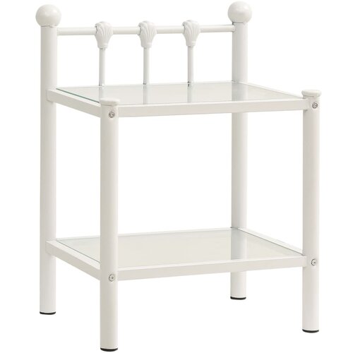 VidaXL Nočna omarica bela in prozorna 45x34,5x60,5 cm kovina in steklo, (20733440) Slike