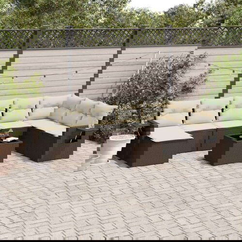 VidaXL 9-dijelni set vrtnih sofa s jastucima poliratan smeđi Slike