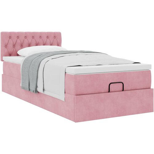 vidaXL Otomanski posteljni okvir z vzmetnico roza 90x200 cm žamet Cene