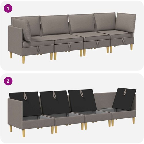  Set namje&amp;scaron;taja za dnevni boravak 4 pcs Sivosmeđa Tkanina Slike