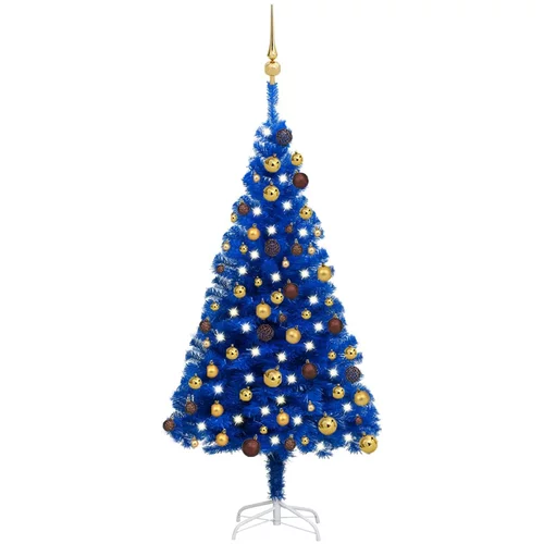  Umjetno osvijetljeno božićno drvce s kuglicama plavo 120 cm PVC