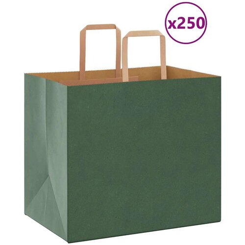  Papirnate vrećice 250 kom s ručkama zelene 32x22x28 cm Cene