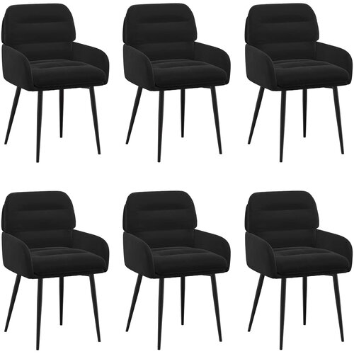 vidaXL Jedilni stoli 6 pcs Žamet Črna 59 x 59,5 x 90 cm, (5000296705) Cene