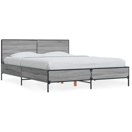  Posteljni okvir siva sonoma 135x190 cm inženirski les in kovina Slike