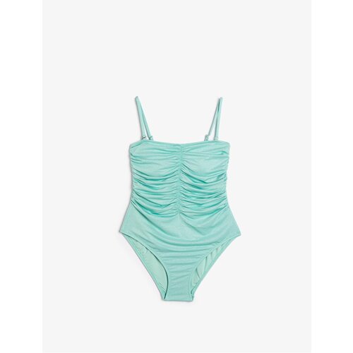 Koton Glittery Swimsuit with Thin Straps Draped Slike