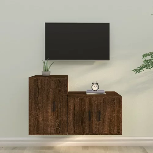 vidaXL Komplet TV omaric 2-delni rjav hrast inženirski les
