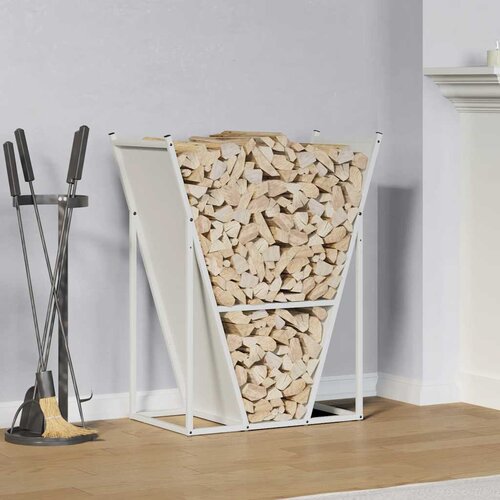 VidaXL stojalo za drva belo 69,5x35x81 cm hladno valjano jeklo Slike