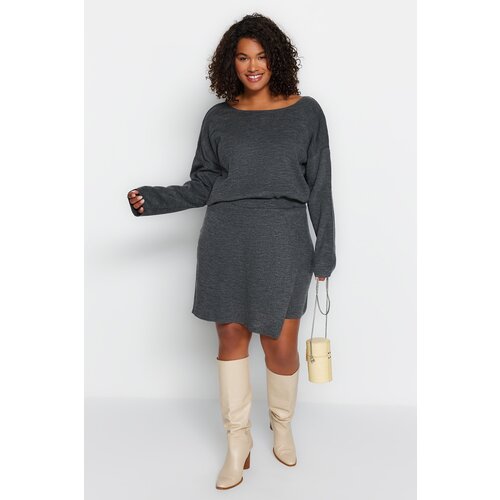 Trendyol Curve Plus Size Sweater - Gray - Regular fit Slike