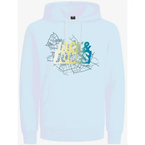Jack & Jones Sweater majica 'Map Summer' tirkiz / noćno plava / limun / bijela