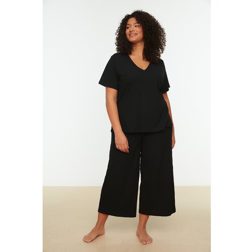 Trendyol Curve Black Camisole Knitted Pajamas Set Slike