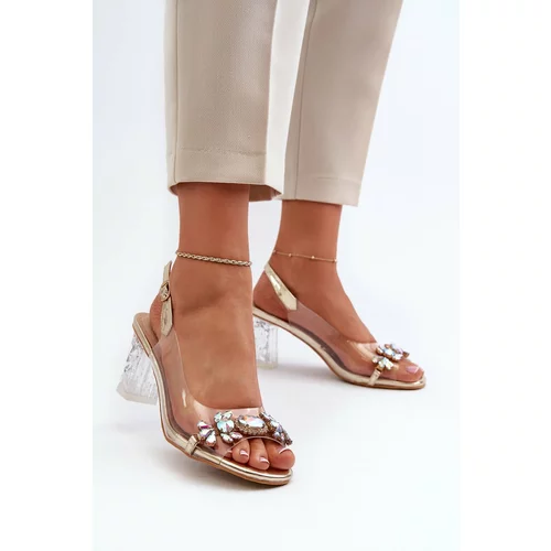 Kesi Elegant high-heeled sandals with gold D&A embellishment