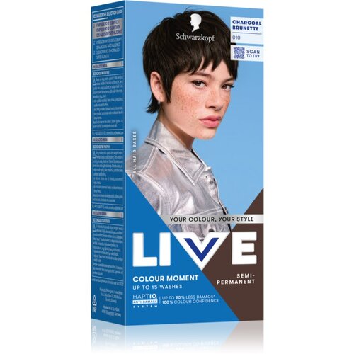 Schwarzkopf LIVE Colour Moment polutrajna boja za kosu nijansa 010 Charcoal Brunette 50 ml Cene