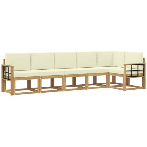 vidaXL Zunanja garnitura za sedenje 6 pcs Bela in krem Poliester, (5000281975) Cene
