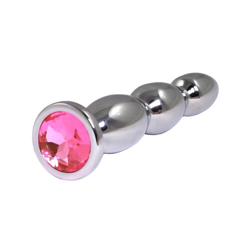  Metalni analni dildo sa rozim dijamantom 14cm Cene