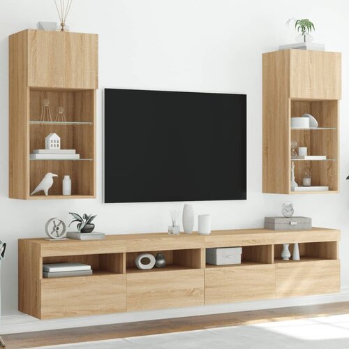 TV ormarići s LED svjetlima 2 kom boja hrasta 40,5 x 30 x 90 cm Slike
