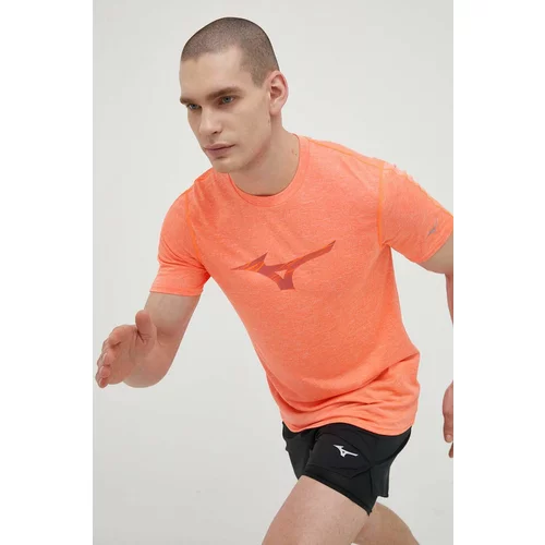 Mizuno Majica kratkih rukava za trčanje Core RB boja: narančasta, s tiskom
