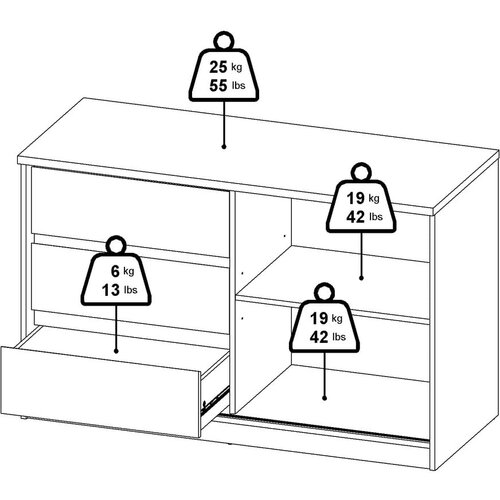 Tvilum Komoda v hrastovem dekorju z drsnimi vrati v naravni barvi 119x76x50 cm Naia &amp;ndash; Slike