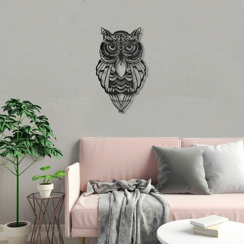 Wallity owl black decorative metal wall accessory Slike