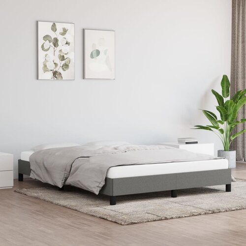 The Living Store Posteljni okvir brez vzmetnice temno siv 140x190 cm blago - Posteljni Okvir, (21524432) Slike