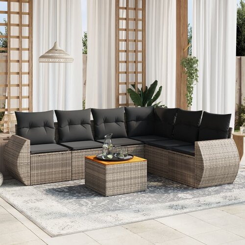 VidaXL 7-dijelni set vrtnih sofa sivi od poliratana Slike