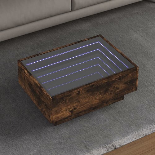  Stolić za kavu LED boja hrasta 70x50x30 cm konstruirano drvo Cijene