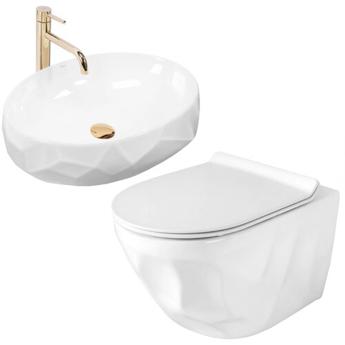 Rea Set viseča WC &amp;scaron;koljka Gustavo Rimless + nadpultni umivalnik Maya Slike