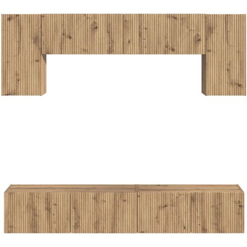  Komplet TV omaric 4 pcs Star les Konstruiran les - - Rjava - 66.55 - 98 x 31 x 29,5 cm - 2025-vidaXL-Uvoz_2 Slike
