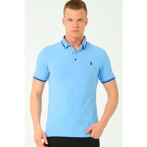 Dewberry T8586 MEN'S POLO NECK T-SHIRT-LIGHT BLUE-2