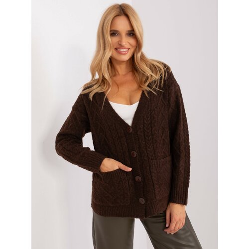 Fashion Hunters Dark brown knitted cardigan Slike