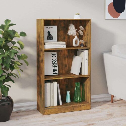 VidaXL knjižna omara dimljeni hrast 60x24x109 cm konstruiran les Slike