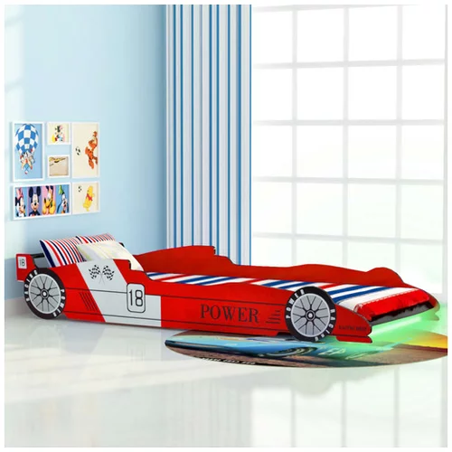  Otroška postelja LED dirkalni avtomobil 90x200 cm rdeče barve
