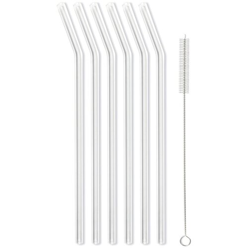 Vialli Design Komplet 6 beliih steklenih slamic za pitje, dolžina 23 cm Slike