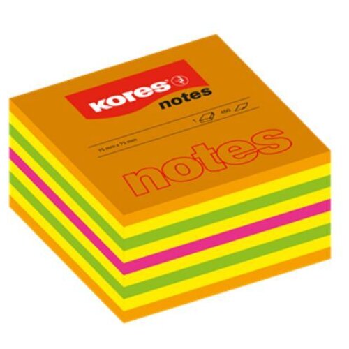 Kores Blok kocka samoljepljiva 75 x 75 mm, 450 listića u 4 neonske boje, Slike