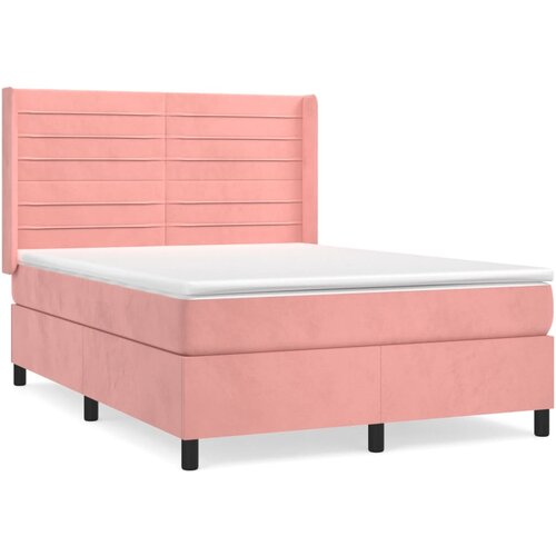 VidaXL Box spring postelja z vzmetnico roza 140x200 cm žamet, (20792121) Slike