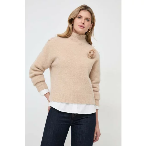 Custommade Volnen pulover ženski, rjava barva