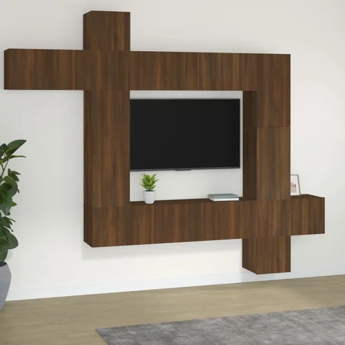  9-dijelni set TV ormarića boja smeđeg hrasta konstruirano drvo