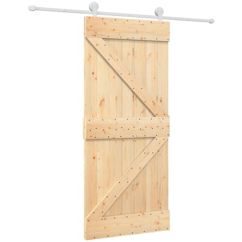 VidaXL Klizna vrata s priborom za montažu 90 x 210 cm masivna borovina Slike