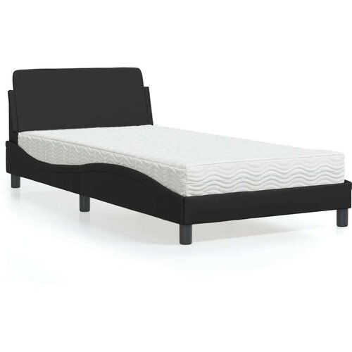  Krevet s madracem crni 100 x 200 cm od umjetne kože Slike
