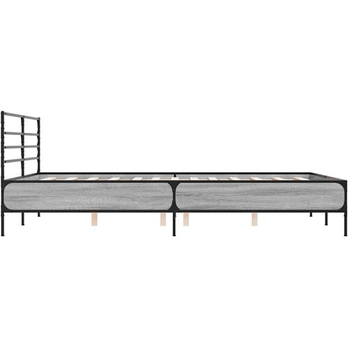  Okvir za krevet boja hrasta 150x200cm konstruirano drvo i metal Siva 150 x 200 cm Slike