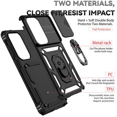 SUNSKY Hybrid Armor ovitek za Samsung S26 Ultra, Črn Slike