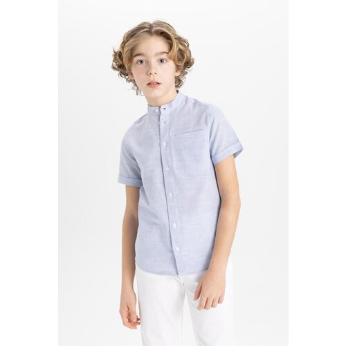 Defacto Boy&amp;#039;s High Neck Linen Look Short Sleeve Shirt Slike