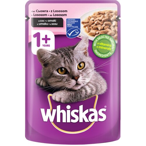 whiscas purina hrana za odrasle mačke whiskas, losos u sosu, 100g Slike