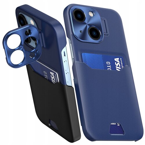 HURTEL USNJENA STOJEČA OVITEK ZA IPHONE 14 MODRA, (21896763) Cene