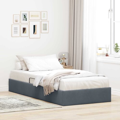  Otomanski krevet s pohranom Tamnosiva 90 x 200 cm Baršun Cene