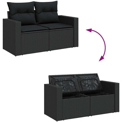 VidaXL 6-dijelni set vrtnih sofa s jastucima crni od poliratana bagrem Slike