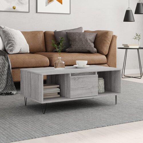 vidaXL Klubska mizica siva sonoma 90x50x36,5 cm inženirski les Cene