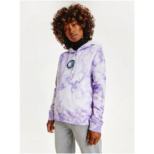 Tommy Hilfiger Light Purple Women's Patterned Hoodie Tommy Jeans - Women