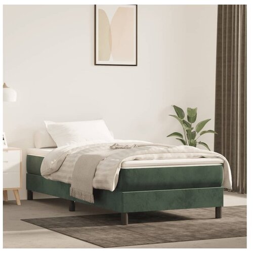  Box spring postelja z vzmetnico temno zelena 90x200 cm žamet Cene