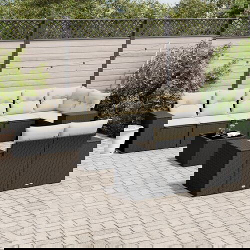 VidaXL 9-dijelni set vrtnih sofa s jastucima crni od poliratana Slike